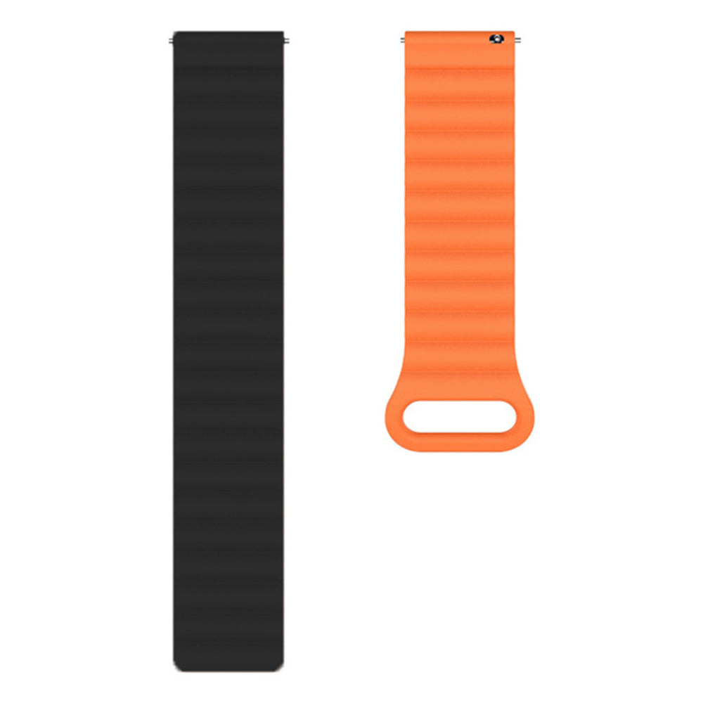 22mm Sport Loop Watch Band Magnetic Silicone Wrist Strap - Black+Orange 22mm Sport Loop Watch Band Magnetic Silicone Wrist Strap - Black+Orange